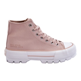Scarpe da ginnastica alte con plateau in tessuto Big Star LL274157 Nude rosa