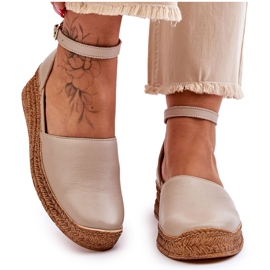 Lemar Sandali Espadrillas In Pelle Da Donna Beige Moise