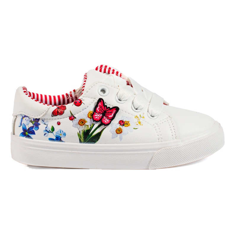 W. Potocki Sneakers bianche per una ragazza con una farfalla Potocki bianca