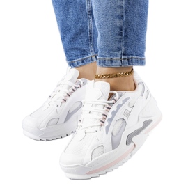 PA1 Sneaker con zeppa bianche e rosa di Germain bianco argento