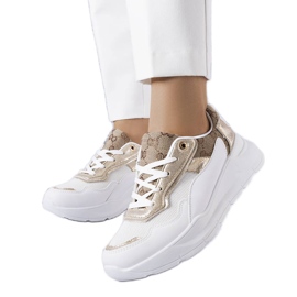 Sneakers bianche con inserti dorati di Lebrun bianco