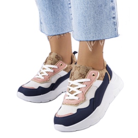 Sneakers blu navy con inserti dorati di Lebrun bianco