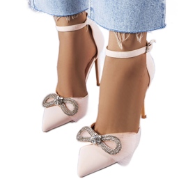 Spille beige con fiocco e zirconi di Bussi