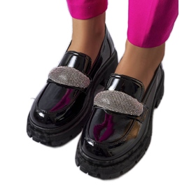 Francesine laccate nere con Mouss di zirconi nero