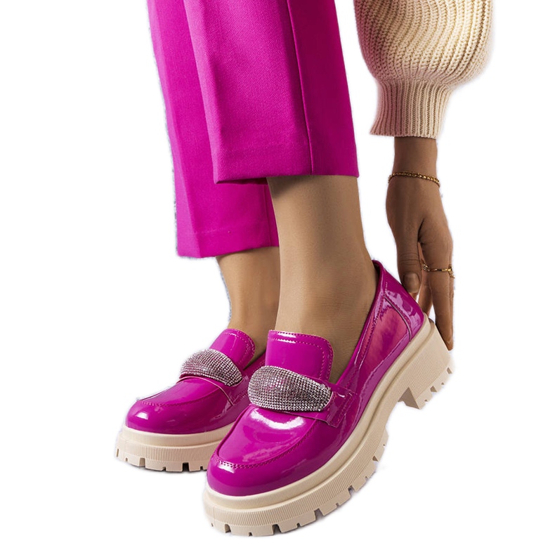Francesine laccate rosa con zirconi di Mouss