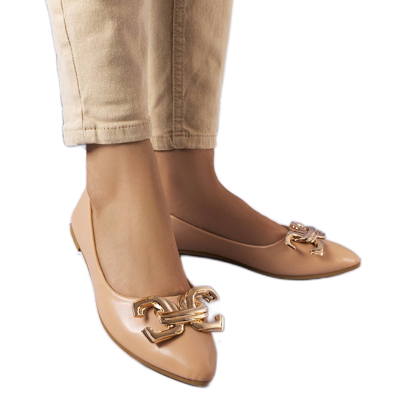 Ballerine beige scuro con decorazioni Vallée