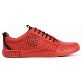 Polbut Scarpa casual da uomo in pelle 2121P/2 rosso