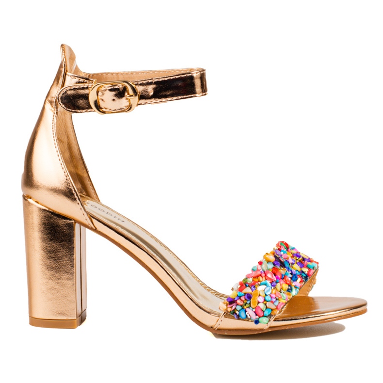 Eleganti sandali con perline dorate di Shelovet d'oro