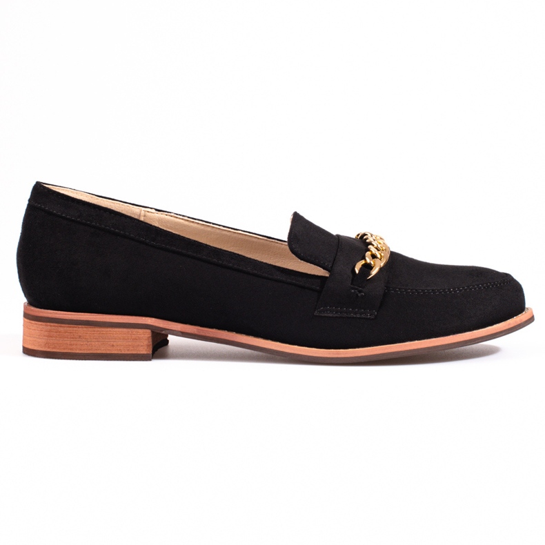 Mocassini classici con catena Shelovet in camoscio nero