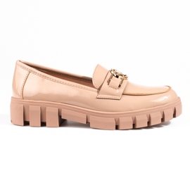 Mocassini con plateau laccati Vinceza da donna beige