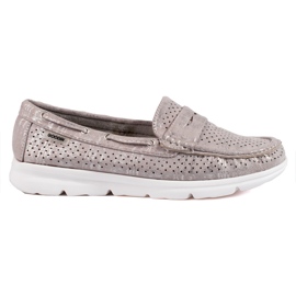 Mocassini da donna Shelovet in camoscio grigio
