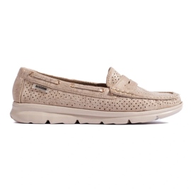 Mocassini da donna Shelovet in camoscio oro beige