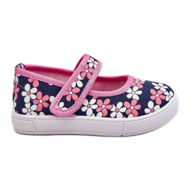 Ballerine per bambini in fiori blu navy-rosa Noah