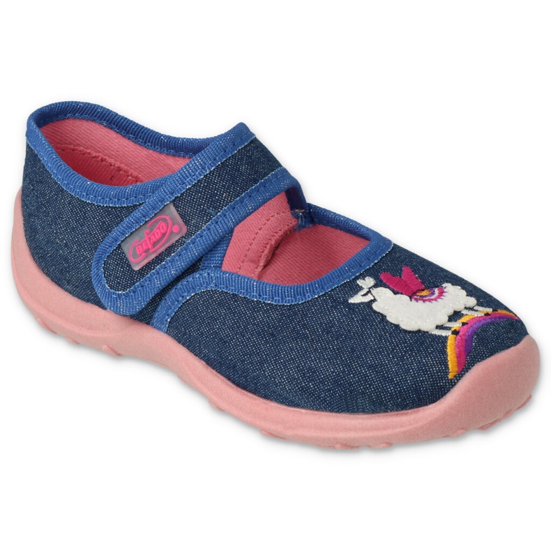 Pantofole per bambini Befado 661Y008, blu navy, applicazione pecora