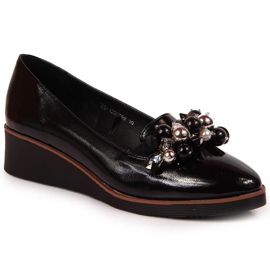 Scarpe con zeppa da donna con perline nere Potocki nero