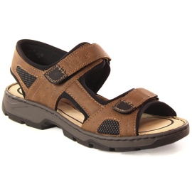 Comodi sandali marroni con velcro da uomo Rieker 26156-25 marrone