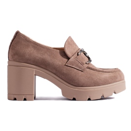 W. Potocki Scarpe con tacco alto in camoscio beige scuro di Potocki