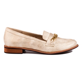 Mocassini classici da donna Shelovet oro beige