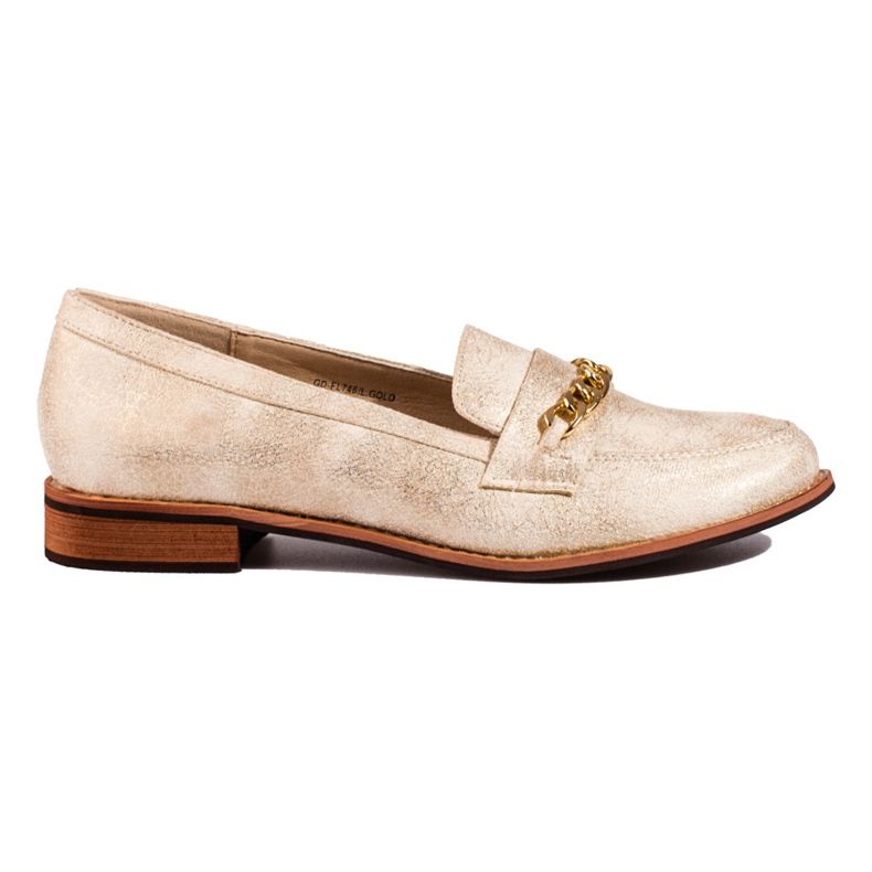 Mocassini classici da donna Shelovet oro beige