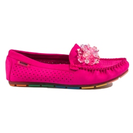 Mocassini donna traforati con cristalli Shelovet rosa