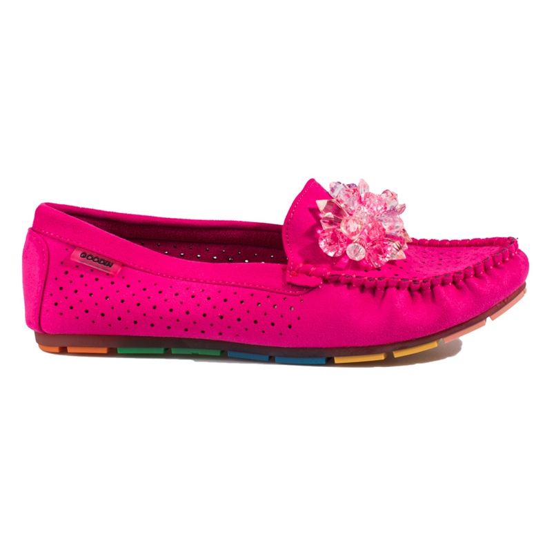 Mocassini donna traforati con cristalli Shelovet rosa