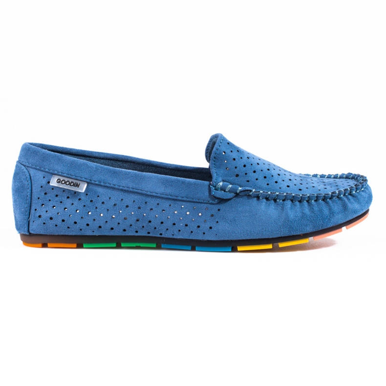 Mocassini da donna in camoscio traforato Shelovet blu