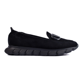 Mocassini con plateau da donna in camoscio Vinceza nero