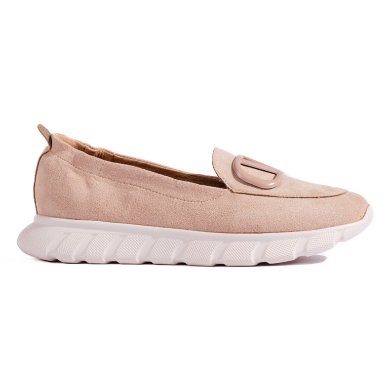 Mocassini da donna in camoscio sulla piattaforma Vinceza beige