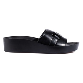 Pantofole da donna nere sulla piattaforma Shelovet nero