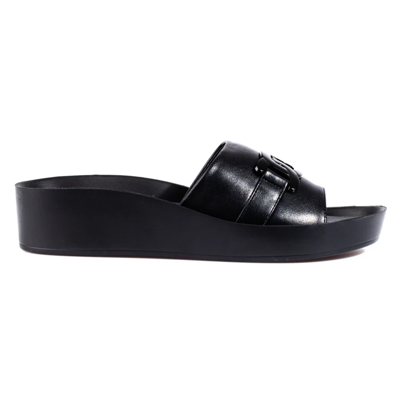 Pantofole da donna nere sulla piattaforma Shelovet nero