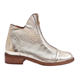 Stivali in pelle con cerniera Nicole 2785/007 oro d'oro