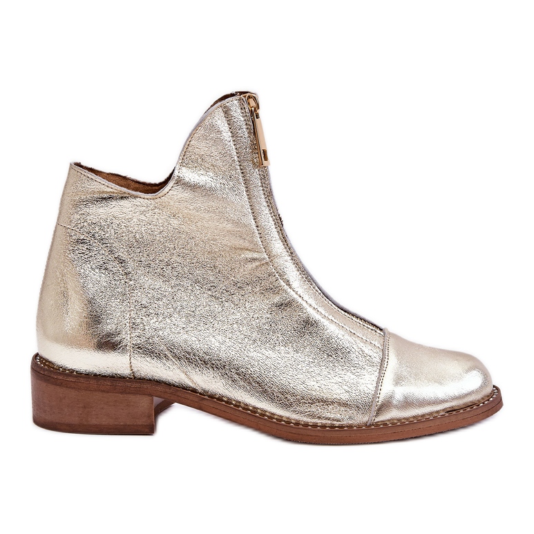 Stivali in pelle con cerniera Nicole 2785/007 oro d'oro