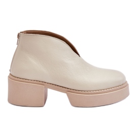 Stivali di pelle su tacchi massicci Nicole 2795/054 Beige chiaro
