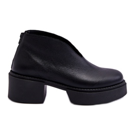 Stivali di pelle su tacchi massicci Nicole 2795/056 neri nero