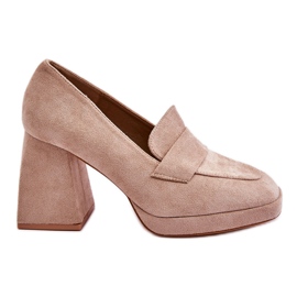Vinceza Décolleté in pelle scamosciata su tacco grosso e plateau beige Adriel