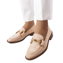 Mocassini beige con decorazioni dorate di Fluet