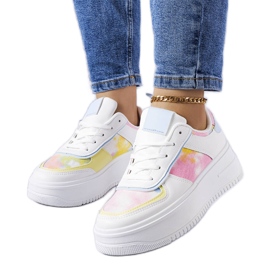 Scarpe con zeppa bianche e blu di Heloise bianca