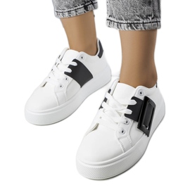 Sneakers bianche decorate con una fibbia Toni nera bianco