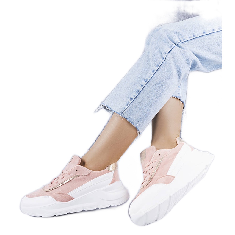 Sneakers rosa realizzate in eco-pelle scamosciata di Dupuis