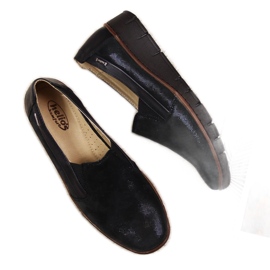 Scarpe da donna in pelle, slip-on nere Helios 350 nero