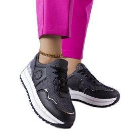 Sneakers nere con inserti in glitter di Léves nero