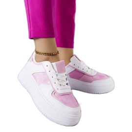 Scarpe con zeppa bianche e rosa di Heloise bianco