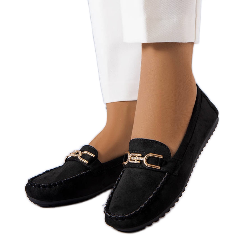 Mocassini neri Charrette con sottopiede in pelle nero