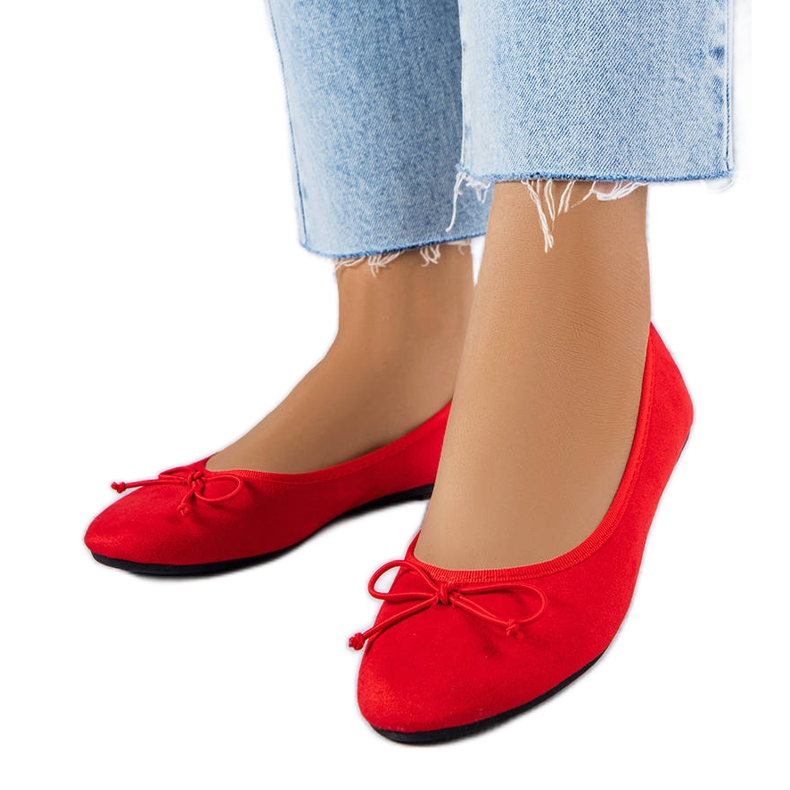 Ballerine rosse con fiocco Chandonnet rosso