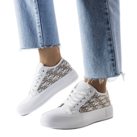 Sneakers bianche con motivo beige di Marquis