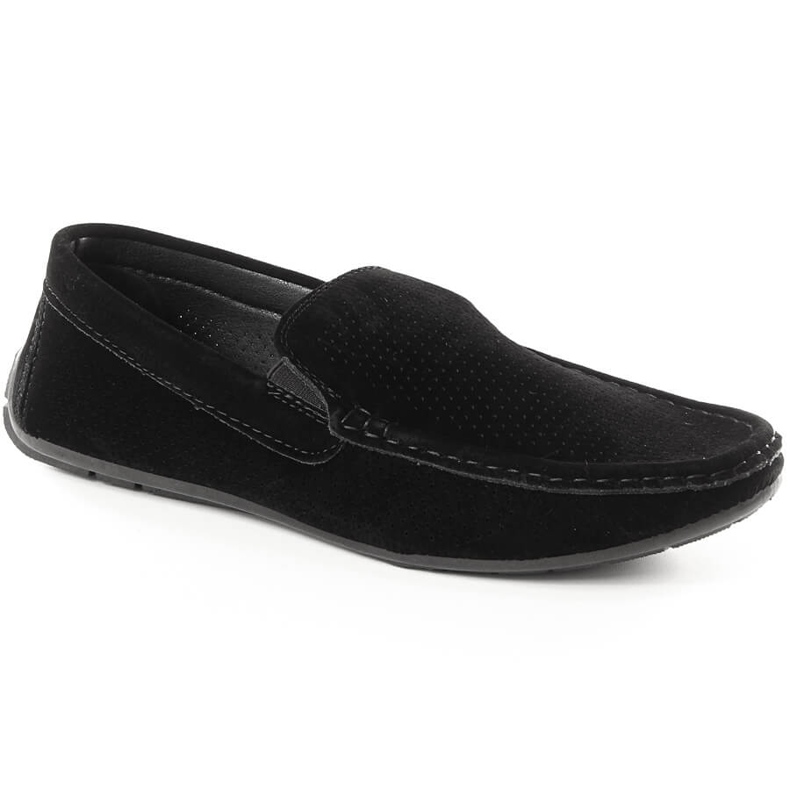 News 4873 mocassini slip-on da uomo in camoscio nero traforato