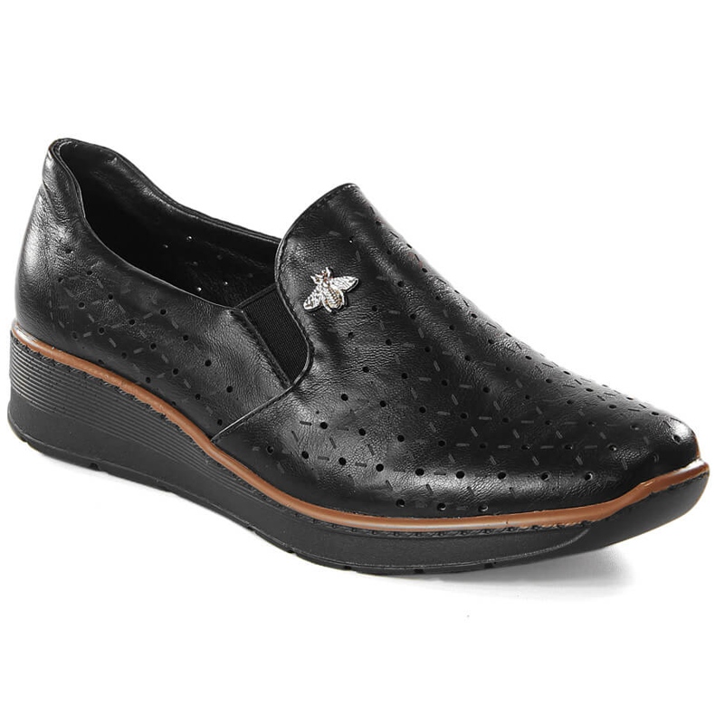 Scarpe con zeppa traforate nere da donna Jezzi MR1840-12 nero