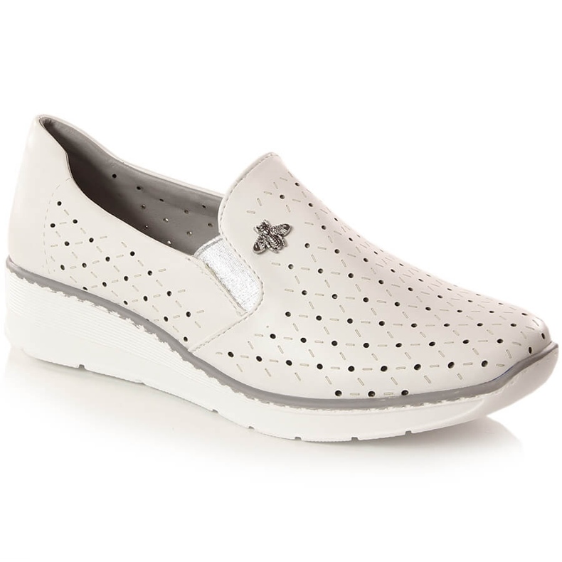 Scarpe con zeppa traforate da donna bianche Jezzi MR1840-12 bianca