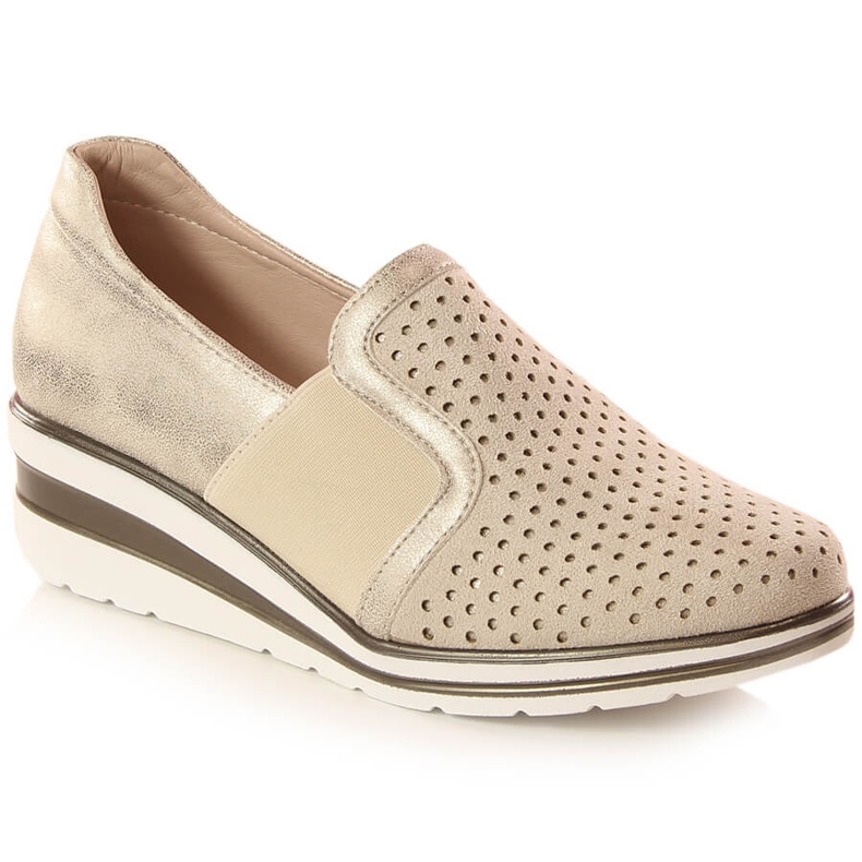 Scarpe con zeppa traforate oro da donna Jezzi MR1738-17 d'oro