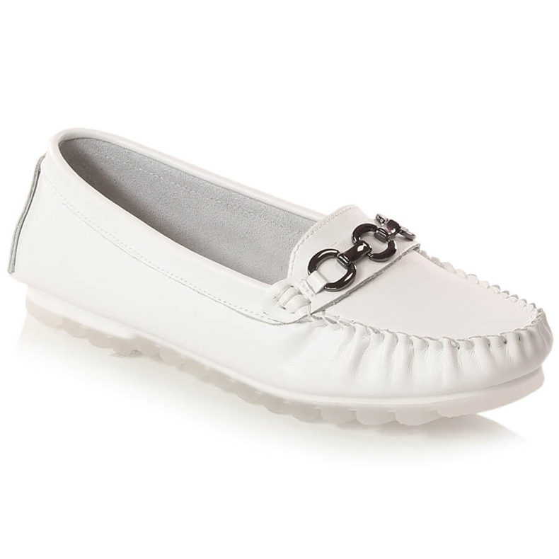 Mocassini piatti da donna in pelle bianchi Vinceza SG23-7834 bianca